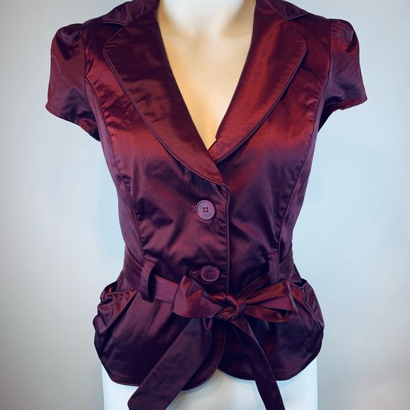 Vtg Y2K Odds n Evens V-Neck Collared Button Front/Belted Jacket - Small - Picture 1 of 8